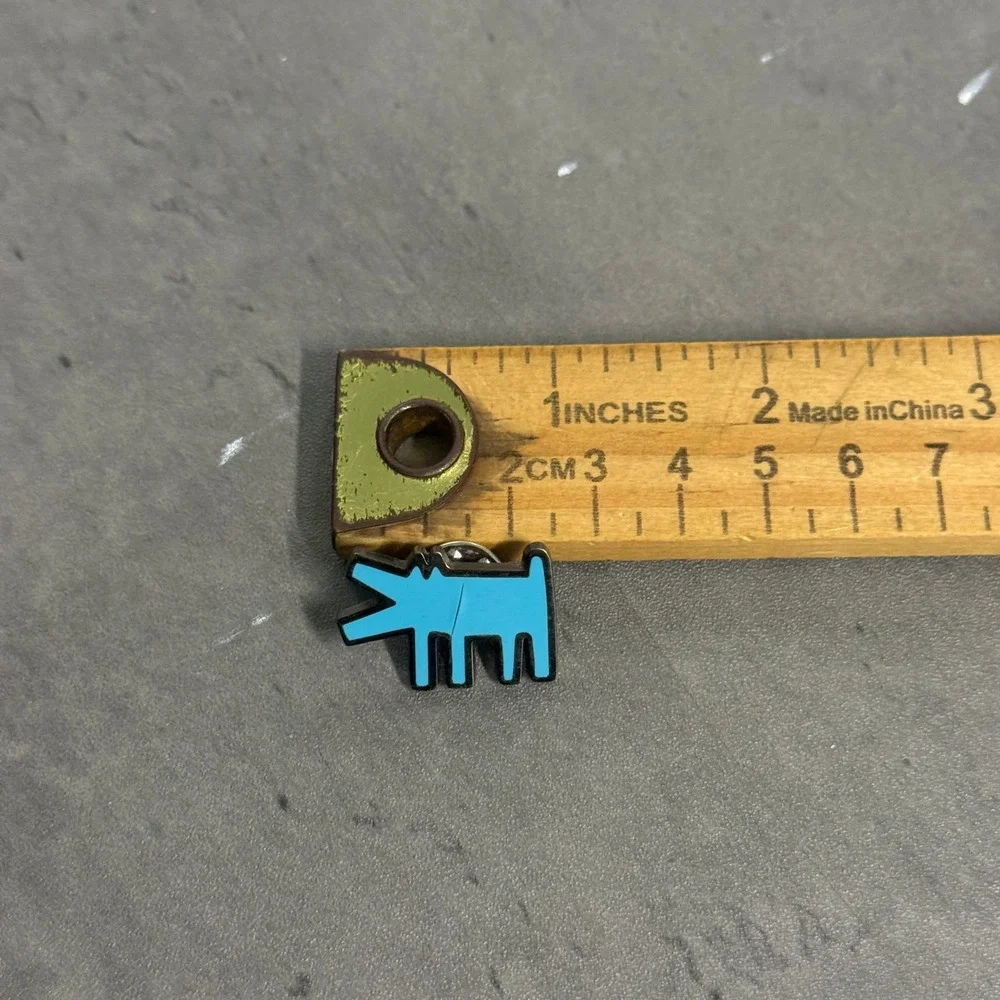 Keith Haring Barking Dog Enamel Pin Pintrill OS Style Barking Dog Blue Art EUC
